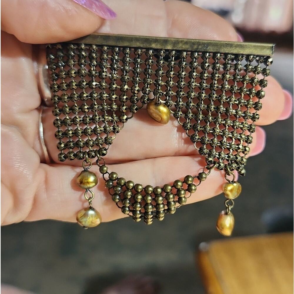✨ Rare Signed LAURA VOGEL NYC Art Deco Mesh Brooch Pin ✨